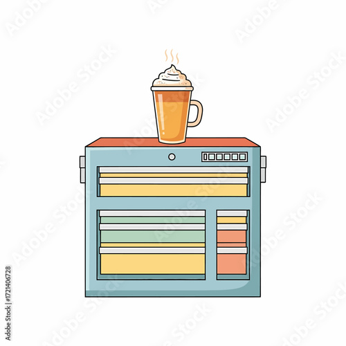 Coffee and Tool Box Illustration.