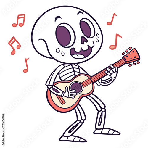 Wallpaper Mural Cartoon skeleton playing guitar with musical notes vector illustration Torontodigital.ca