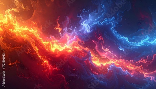 Red and blue conflicting flame effect background