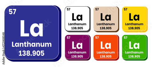 La, Lanthanum element vector icon set, periodic table element. Vector illustration EPS 10 File. Isolated on white background.