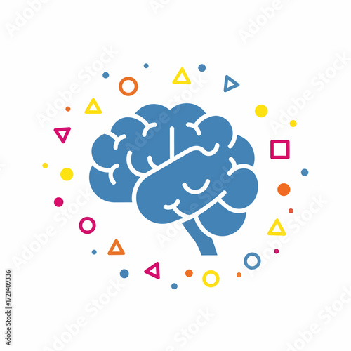 Stylized blue human brain icon for creative thinking.