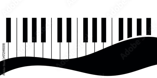Minimalist piano keys graphic design isolated on white background