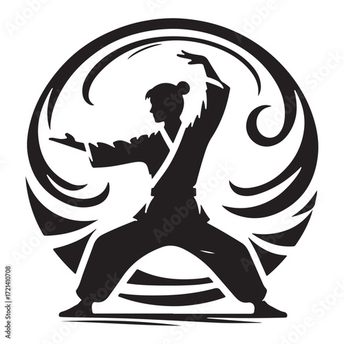 vector " Kung fu " illustration vector Design white background