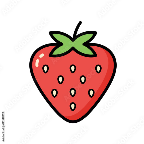 A vibrant, juicy strawberry illustration, perfect for healthy eating and fresh produce graphics