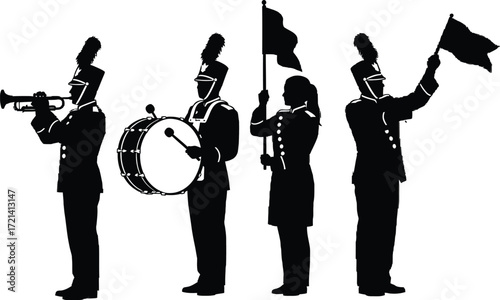 Marching band silhouette vector illustration design graphic