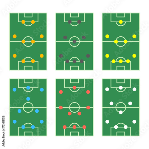 Football formation illustration Set. Football tactic illustration set.