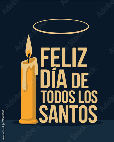 Feliz Día de Todos los Santos Candle Religious Celebration Design