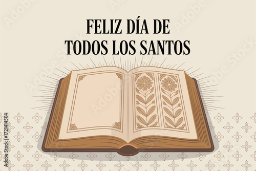 Feliz Día de Todos los Santos Book Religious Holiday Design