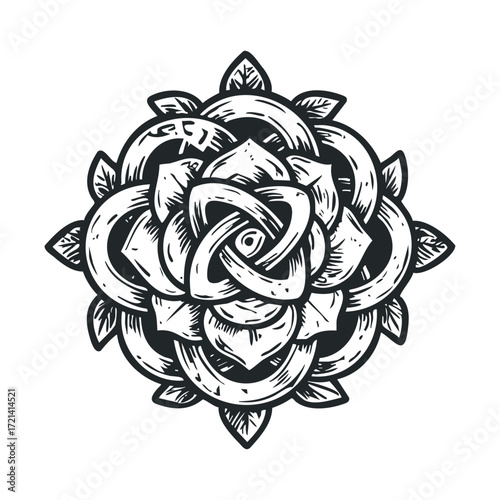 Elegant hand drawn rose design for creative projects and decor. Vector illustration