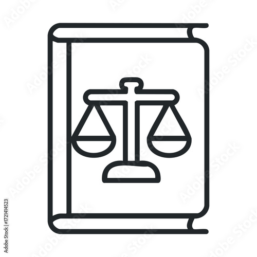 Legal concepts represented by a book and scales symbol for education. Vector illustration
