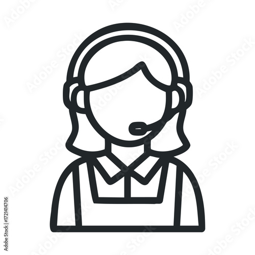 Customer support representative with headset offering assistance. Vector illustration