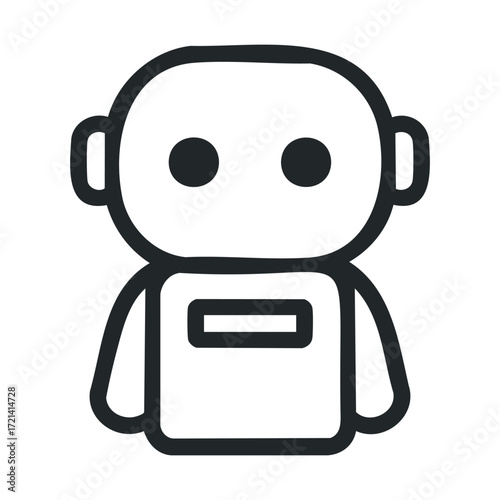 Friendly robot character design, cute and simple outline style. Vector illustration