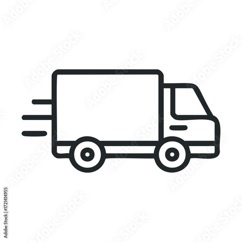 Delivery truck in motion for logistics and transportation services. Vector illustration