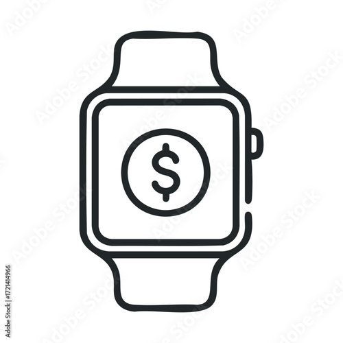 Smartwatch with dollar sign for financial tracking and budgeting. Vector illustration