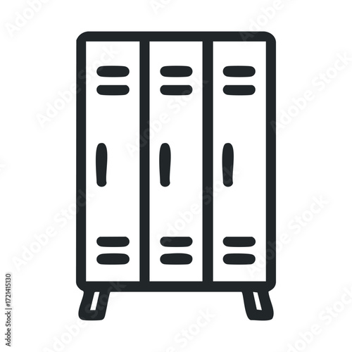 Modern design of three tall lockers for organization and storage. Vector illustration