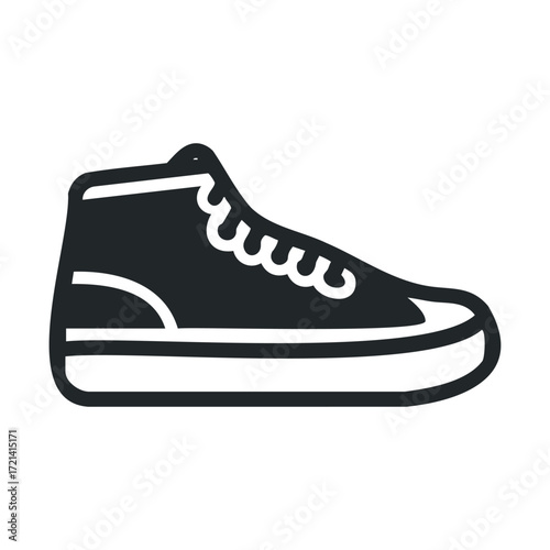 Classic high top sneaker design for sports and casual wear. Vector illustration