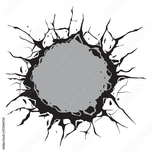 Illustration of a broken wall, destroyed wall