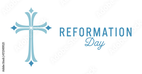 Reformation Day illustration with decorative Christian cross and elegant typography commemorating religious reform and historical significance