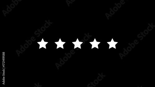 Five white stars in a row on black background image