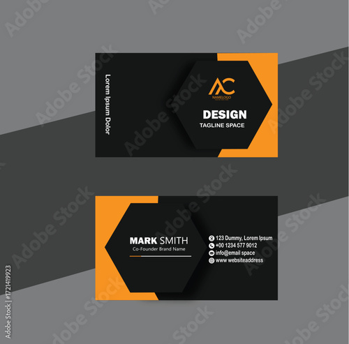 Elegant minimal black and yellow business card template