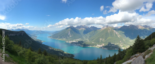 Azure Serenity Cradled by Verdant Peaks