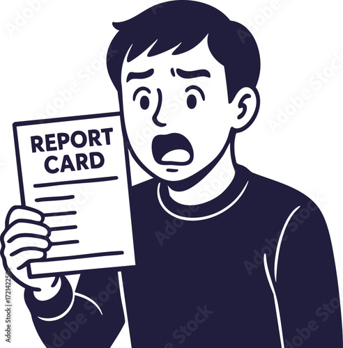 成績表を見て驚く学生｜Shocked Student with Report Card
