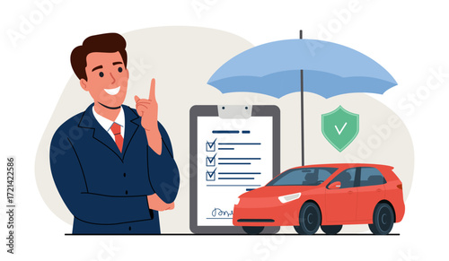 Concept illustration of car insurance. Vector illustration.