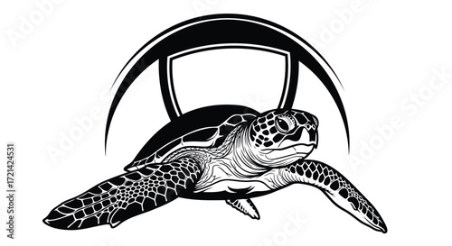 Vector illustration of sea turtle, a symbol of longevity and endurance
