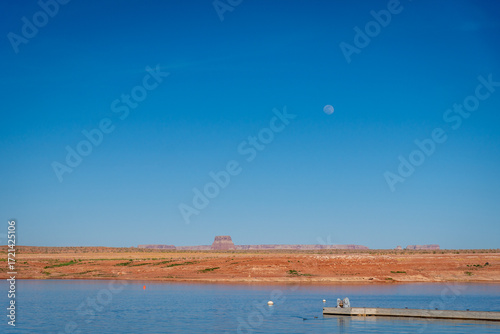 Empty Boat Dock on Lake Powell at Sunset, Page, Arizona, USA