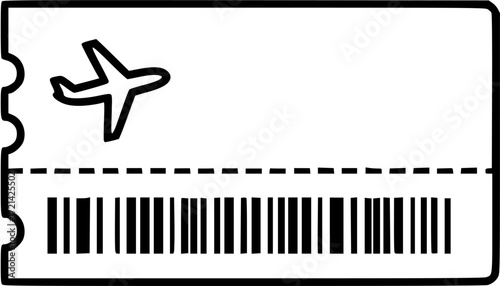 Airline ticket boarding pass vector icon for travel flight booking and vacation journey trip plan
