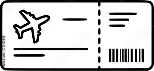 Airline ticket boarding pass vector icon for travel flight booking and vacation journey trip plan
