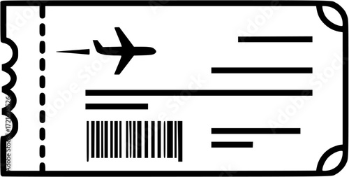 Airline ticket boarding pass vector icon for travel flight booking and vacation journey trip plan
