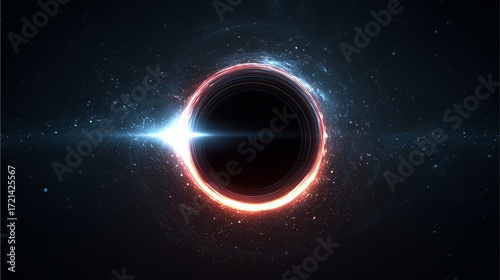 Celestial Void: A stunning visual of a black hole's event horizon, surrounded by a vibrant display of cosmic phenomena, evoking a sense of infinite mystery and the grandeur of the universe.