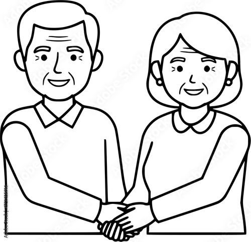 Elderly couple holding hands icon vector illustration for senior care and support concept design
