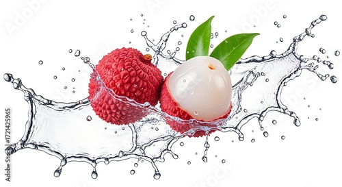 Wallpaper Mural Freshly picked lychees splashing in water, refreshing and juicy Torontodigital.ca