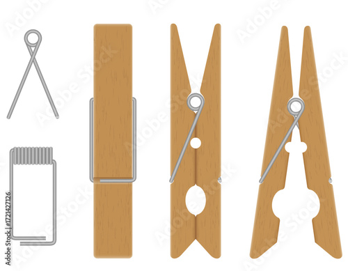 clothespins made of wooden cartoon stock vector illustration isolated on white background