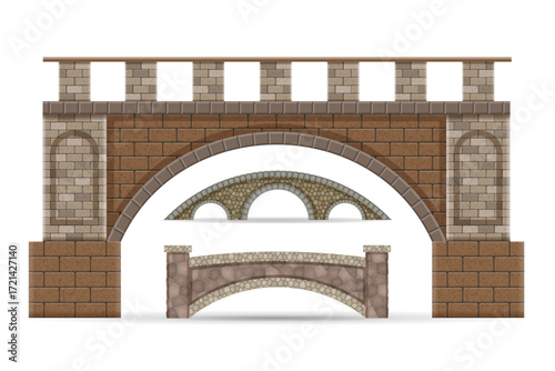 bridge made of stone cartoon stock vector illustration isolated on white background
