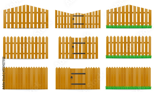 fence made of wooden cartoon stock vector illustration isolated on white background
