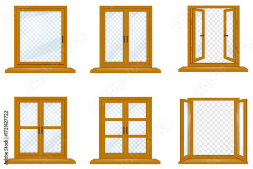 old retro vintage obsolete window madeof wooden cartoon stock vector illustration isolated on white background