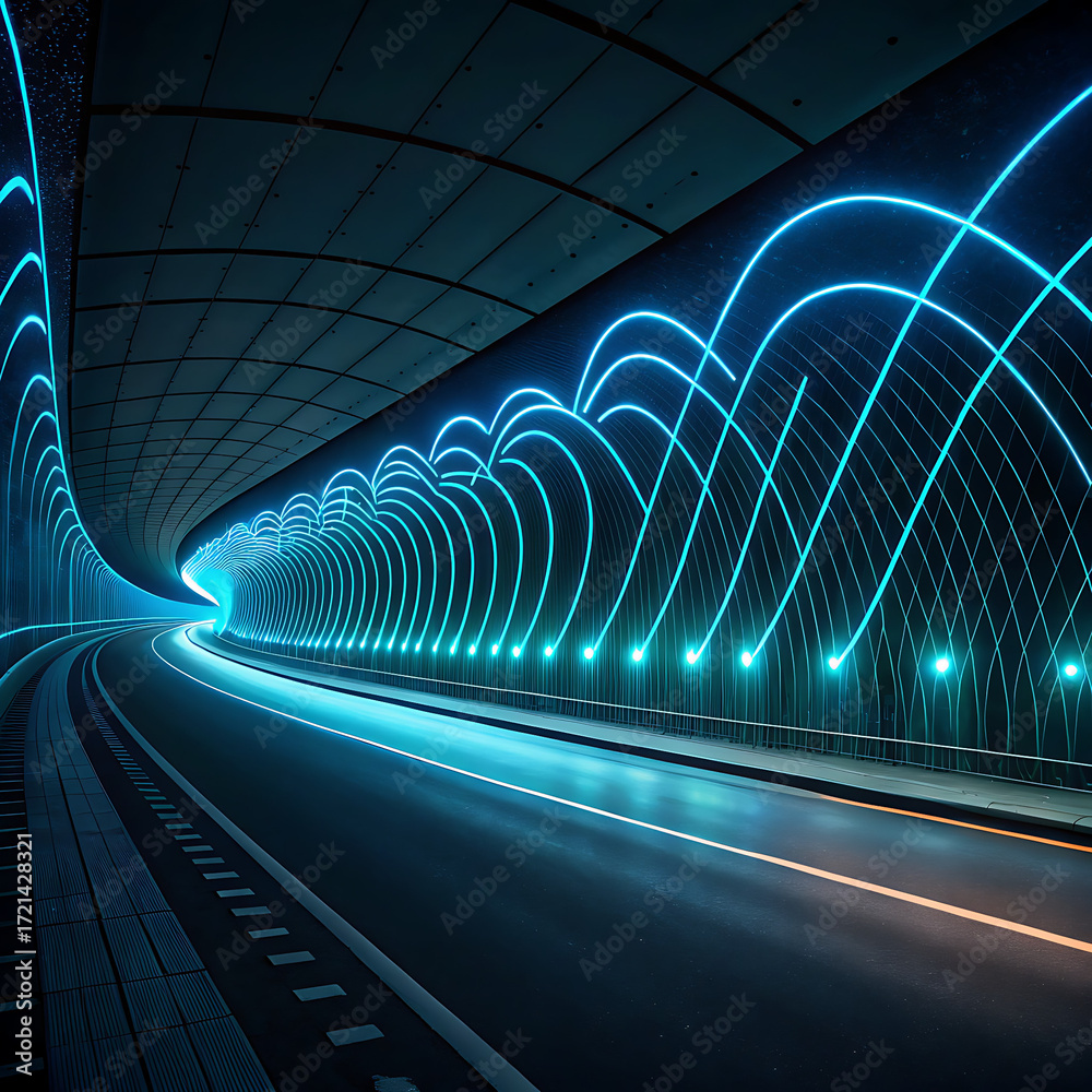 Fototapeta premium abstract background with lines, abstract blue wave background, White-light blue-blue glass gradient on a black background — an atmospheric, cybernetic pattern with bright iridescence and a transparent
