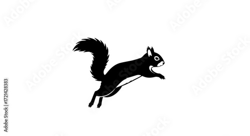 Jumping squirrel black white icon