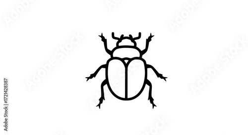 Dung beetle black white icon