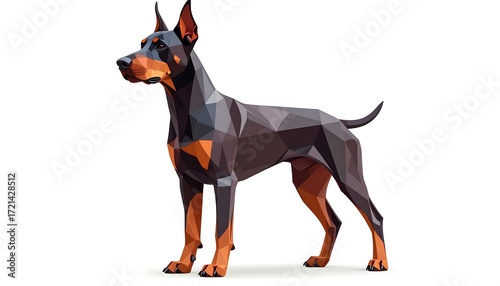Polygonal illustration of a Doberman Pinscher