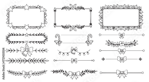 Collection of ornate floral decorative borders and frames silhouette