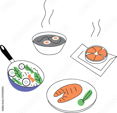 Vibrant vector illustration collection of delicious food dishes for culinary themes illustration