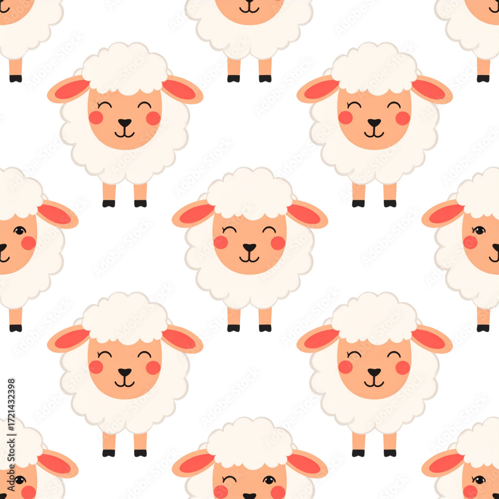 Fototapeta premium A cute cartoon sheep pattern for a fun baby design