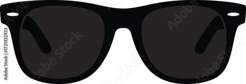 Classic black wayfarer sunglasses vector, stylish fashion accessory with dark lenses, modern sun protection eyewear illustration for summer and lifestyle design