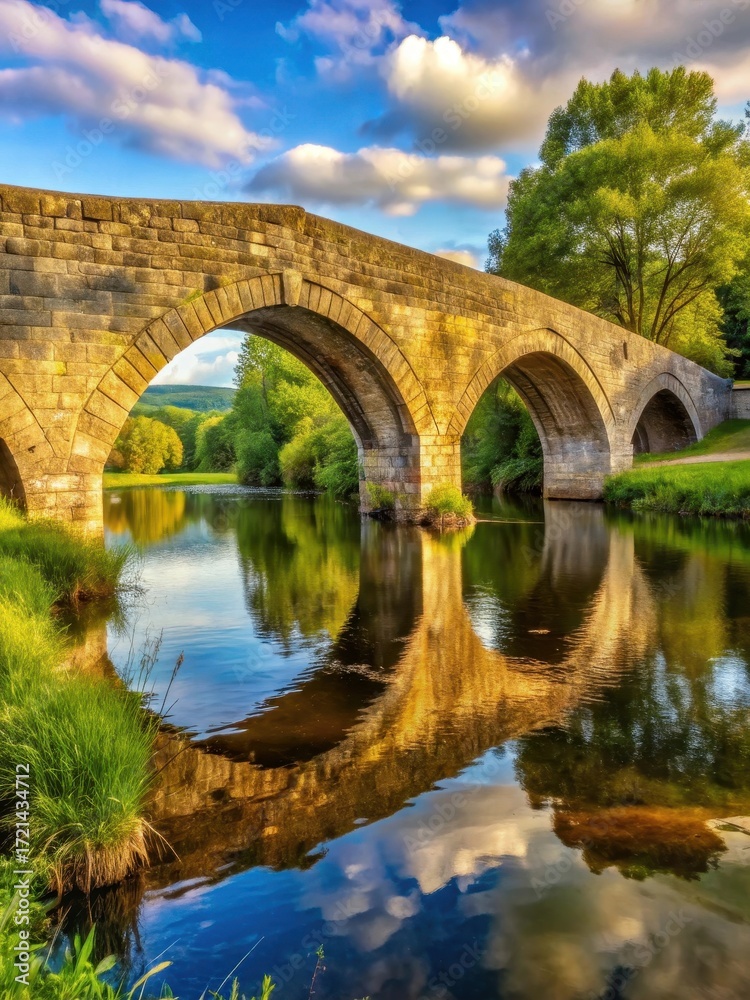 Fototapeta premium Ancient stone bridge over a river