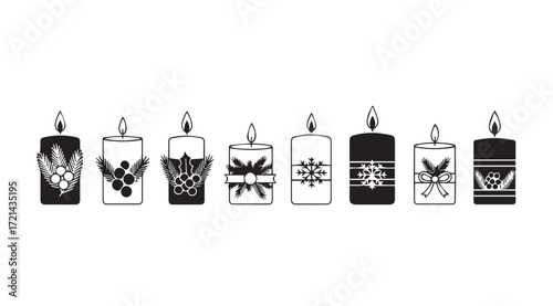Collection of decorative candles with intricate patterns in silhouette