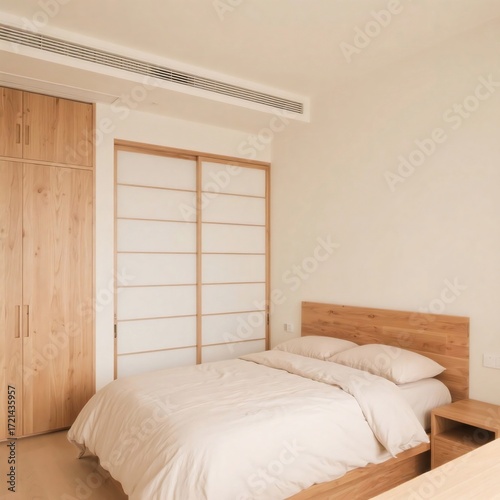Bedroom with Sliding Door Interior Japanese